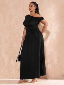 SHEIN BAE Plus Size Summer Black Sleeveless Off-Shoulder Neck Waist Smocked Top For Women, Large A-Line Smocked Elastic Waist Skirt/Long Skirt, Knitted Stretch Two Pieces Suit, Hot Girl Two Pieces Suit, Commuting Daily Two Pieces Suit, Vacation, Beach Two Pieces Suit, Going Out Suit, Church Outfits Women, Elegant Set, Summer Outfits For Women, Spring Outfits For Women, Sundress