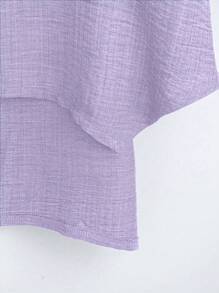 Blusa ampia casual da donna taglie forti, a tinta unita, con collo rotondo e spalle scoperte