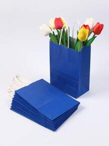5pcs/10pcs 中号（16x22x8cm）可重复使用海军蓝牛皮纸袋、生日派对礼品袋、袋子、婚礼派对礼品袋、朋友礼品袋 - 藏蓝色 - 查看 1