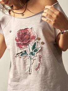 Bohemela Camiseta holgada de manga corta y cuello redondo de punto de unicolor de verano para mujer - Rosa Pálido - Ver 2
