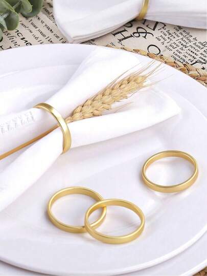 4-12pcs Modern Simple Zinc Alloy Round Halo Napkin Rings, For Birthday, Wedding, Thanksgiving, Christmas, Easter, Banquet, Buffet Table Elegant Decoration