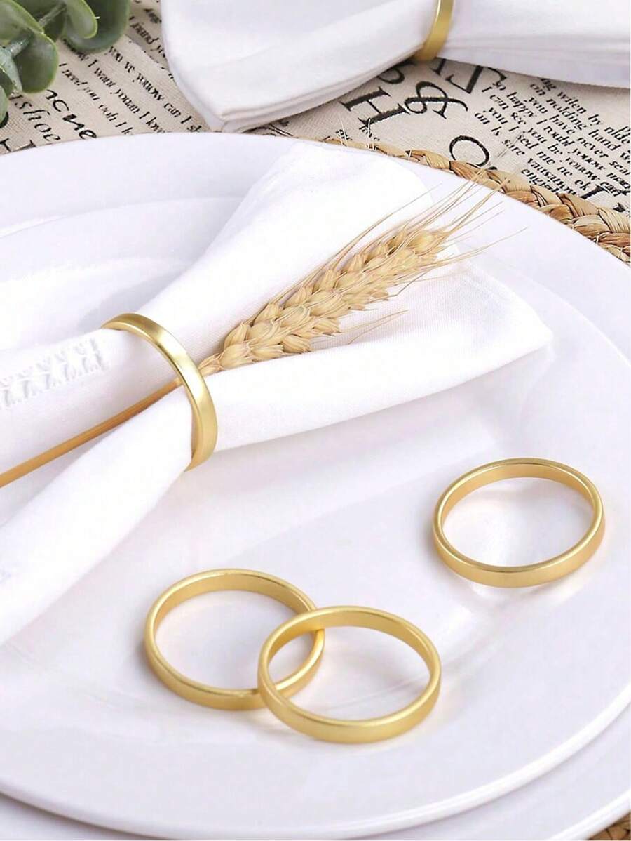 4-12 件现代简约锌合金圆形光环餐巾环，适用于生日、婚礼、感恩节、圣诞节、复活节、宴会、自助餐桌优雅装饰 - 彩色 - 查看 1