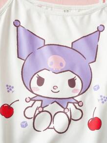 HELLO KITTY AND FRIENDS | SHEIN 少女卡通印花白色吊带背心和紫色短裤可爱休闲舒适睡衣套装 - 彩色 - 查看 4