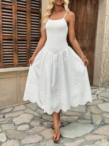 Chiquease Embroidered Slip Dress With Straps - White - View 4