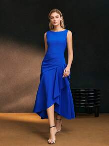 MOTF Soiréza ROBE ASYMÉTRIQUE À TAILLE FRONCÉE UNIE