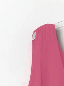 SHEIN LUNE Plus Size Women's Sweet Vintage Ruffled Hem Camisole For Beach Vacation, Spring/Summer - Pink - View 4