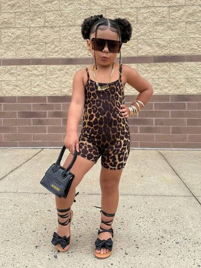 Mono informal sin mangas con estampado de leopardo para niñas jóvenes