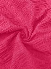 SHEIN Maternity Casual Solid Color Textured Elastic Waist Shorts For Vacation - Hot Pink - View 3