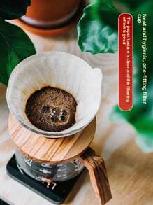 40pcs/100pcs V01 Coffee Filter, V-Shaped Coffee Filter Paper, Unbleached Natural Paper Filter, Disposable Coffee Tea Filters For Pour Over And Drip Coffee Maker - White - View 4