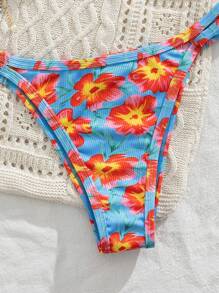 SHEIN Swim Bộ bikini họa tiết cây nhiệt đới có thể điều chỉnh dây đeo hình hoa ngọt ngào dành cho nữ, thích hợp cho kỳ nghỉ - Nhiều màu - Xem 5