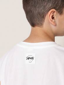 Sumwon Sleeveless Tank Top Summer Athletic Muscle Tee Side Slit Graphic Streetwear Casual Urban Fashion Training Workout Sport Shirt Youth Teen - White - View 5