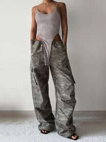 DAZY Women's Fashion Tight Fitting Waist Asymmetric Hem Tank Tops Y2k - Grey - View 4