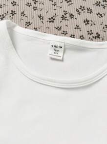 Tween Girls' Vintage Eagle Wing Graphic Print Casual Short T-Shirt, Comfortable And Stylish For Summer - White - View 6