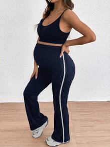 SHEIN Maternity High Waist Adjustable Knitted Flare Leggings