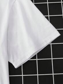 Manfinity Homme Plus Size Men's Summer Casual Coconut Tree Print Round Neck Short Sleeve T-Shirt - White - View 3