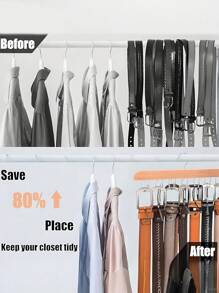 Closet Organizer For Belts/Ties With 1-14 Hooks, Wood Rack With 14 Hooks For Hanging Belts, Wall-Mounted Hanger - Tie Rack - Organizer - Belt Rack - Black - View 5