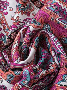 SHEIN 大码度假休闲全印花阔腿裤 - 彩色 - 查看 5