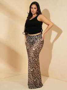 SHEIN BAE Falda larga de mujer talla grande de verano y primavera con estampado de leopardo transparente, falda larga transparente con estampado de guepardo para la playa, fiesta, malla, salida nocturna, club nocturno, Pascua, graduación, club sexy para mujer, primavera, verano, noche de fiesta, cumpleaños de mujer, boda, vacaciones de mujer, concierto - Multicolor - Ver 3