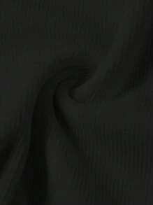 SHEIN EZwear Ensemble t-shirt noir à manches courtes et pantalon imprimé feuilles pour femmes