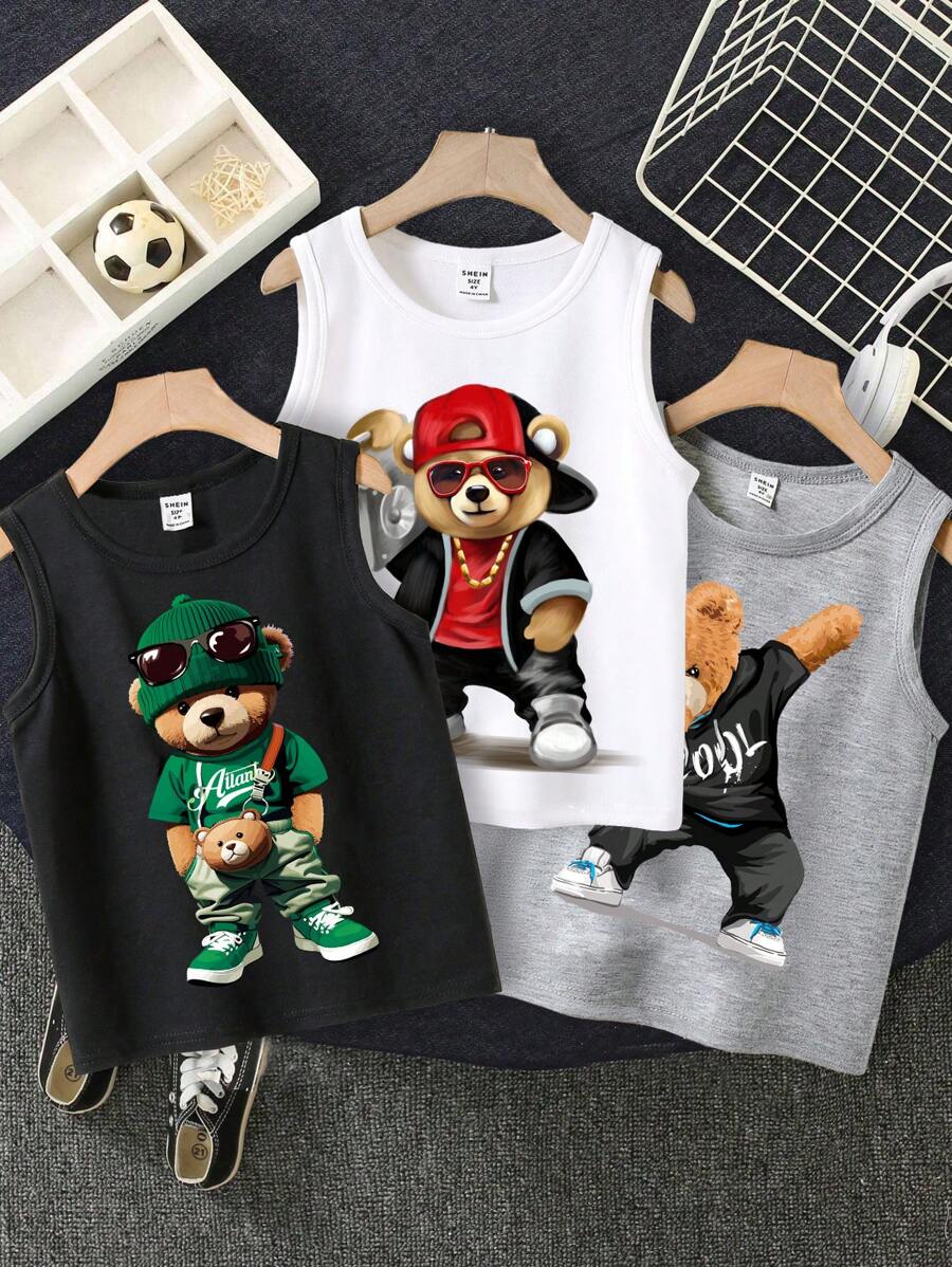 SHEIN Leap Crew Áo ba lỗ cổ tròn trơn đơn giản cho bé trai tuổi teen, phù hợp cho mùa hè - Nhiều màu - Xem 1