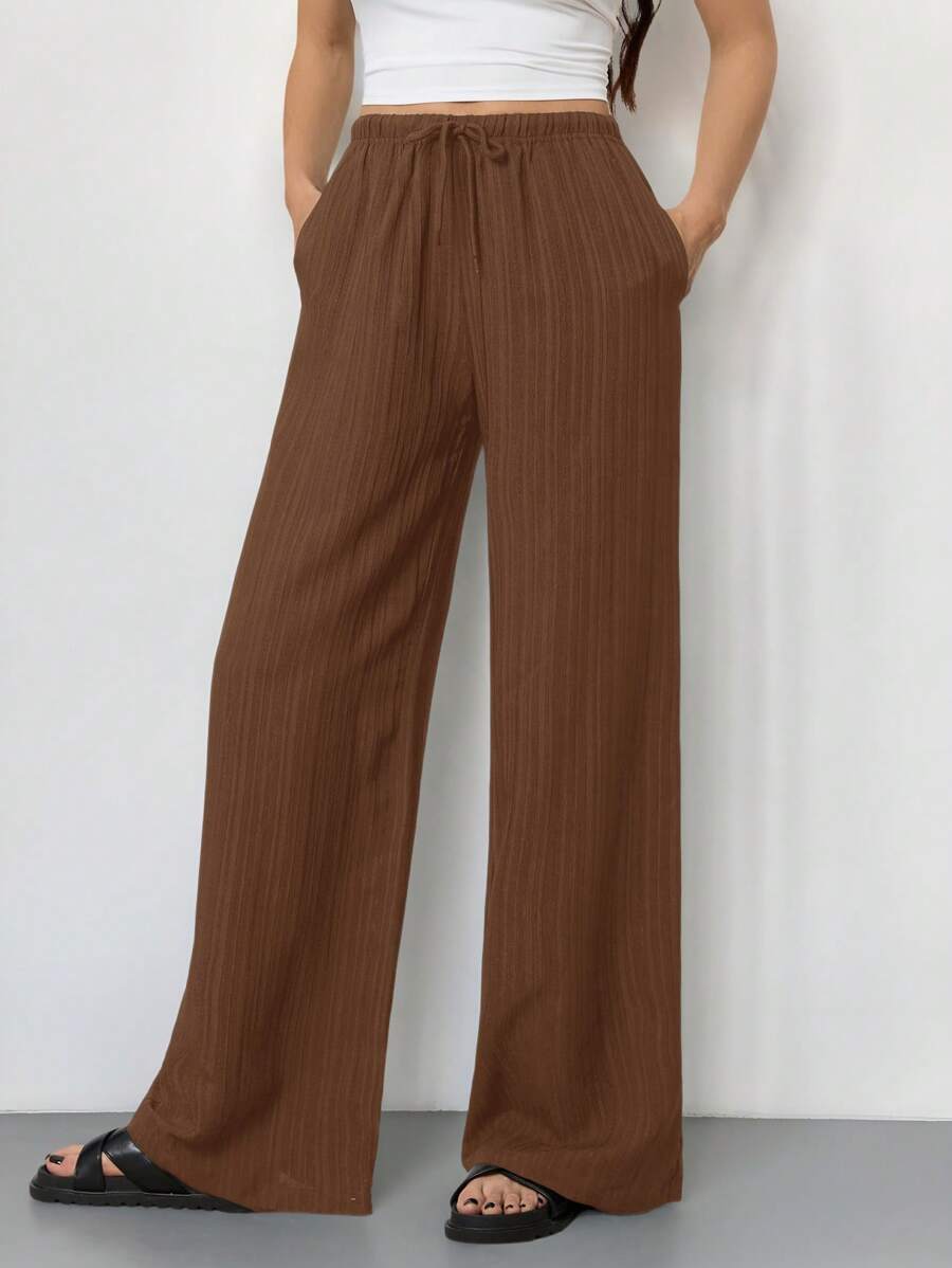 SHEIN Tall 女式双面腰带休闲裤 - 棕色 - 查看 1