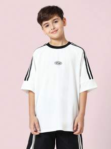 青少年运动休闲两件套田径服训练服运动街头服校服日常服春秋季慢跑套装高品质运动服 - 黑與白 - 查看 3