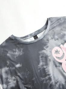 DAYDREAMS AND ICE CREAMS Women Casual Tie-Dye Print Drop Shoulder Short Sleeve T-Shirt, Summer, Holiday, Rave, Graphic Tee