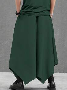 Manfinity Roghcode Men's Loose Asymmetrical Hem Wide-Leg Pants - Green - View 2