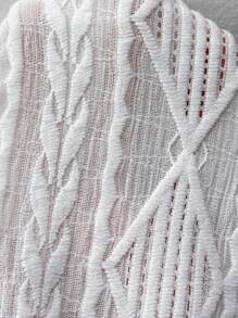 SHEIN LUNE Women Geometric Textured Round Neck Casual Loose Tank Top - White - View 8