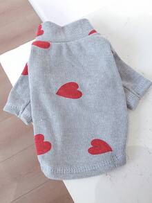 1 件情人节宠物服装、狗和猫服装、适合中小型宠物的运动衫、家居服 - 灰色 - 查看 5