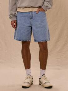 Musero 男士水洗牛仔裤短裤基本款牛仔短裤春夏胶囊系列 - 淺藍色 - 查看 2