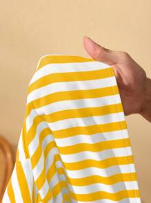 Slaydiva Spring/Summer New Music Festival, Easter, Nashville, Birthday Party, Graduation Season, Student, Everyday Casual, All-Match Versatile, Leisure, Cruise Travel, Beach, Sunbathing Striped Print Top, Tied & Ruched Wide Leg Pants Ladies Set,Summer Sets