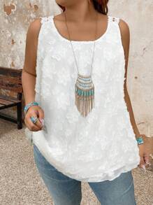 EMERY ROSE 大码女式度假提花撞色蕾丝宽松背心