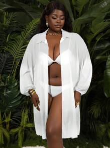 Slaydiva Camicia larga con maniche a lanterna, stile casual, adatta alle taglie forti, stile resort