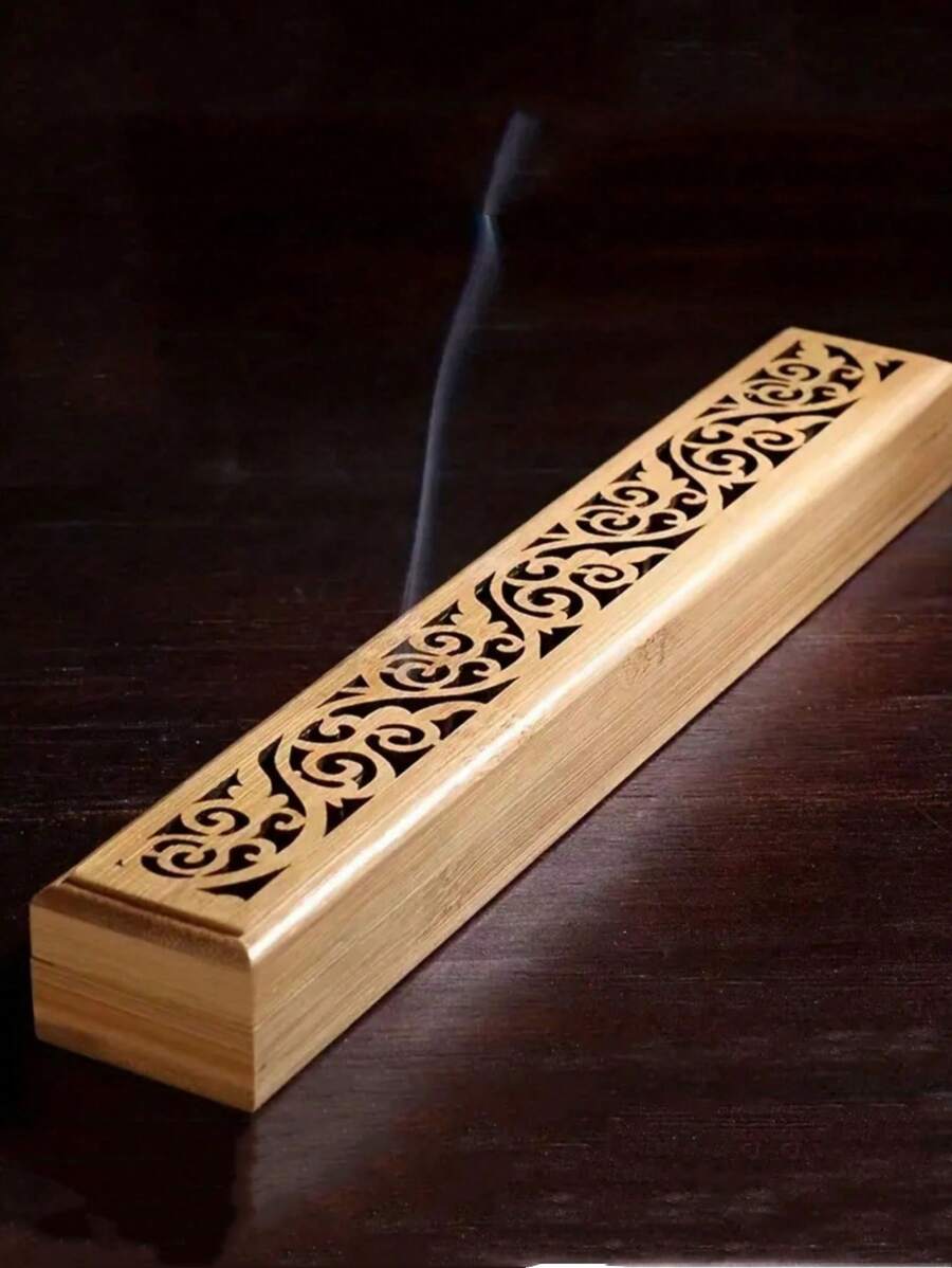 SHEIN 1pc Incense Holder, Wooden Craft Incense Stick Burner Ash Catcher Aromatherapy Burner For Home Room Decoration Meditation Yoga Spa Halloween, Spooky, Autumn, Festival, Holiday Christmas, Winter, Holiday, Festival