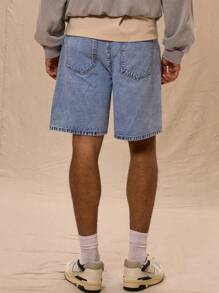 Musero 男士水洗牛仔裤短裤基本款牛仔短裤春夏胶囊系列 - 淺藍色 - 查看 4