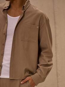 Musero Long Sleeve Cropped Striped Shirt Only Spring Summer Vacation Smart - Multicolor - View 4