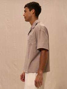 Musero Boxy Oversized V-Neck Collared Pinstripe Short Sleeved Polo Top Only - Multicolor - View 2