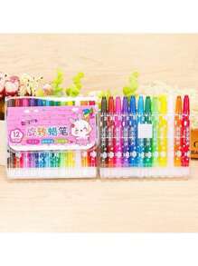 1 Set 24 Farben Malstift Drehstift, Kinderhände bleiben sauber, Kindergarten Farbpinsel, Schüler Ölkreide Malset, Kinderkünstlerische Malutensilien (Verpackung zufällig), Malset, Kinderkunst und Handwerk, Malstift, Kunst- und Handwerksutensilien für Kinder, Kunstmaterialienset - Verschiedenfarbig - Übersicht 16