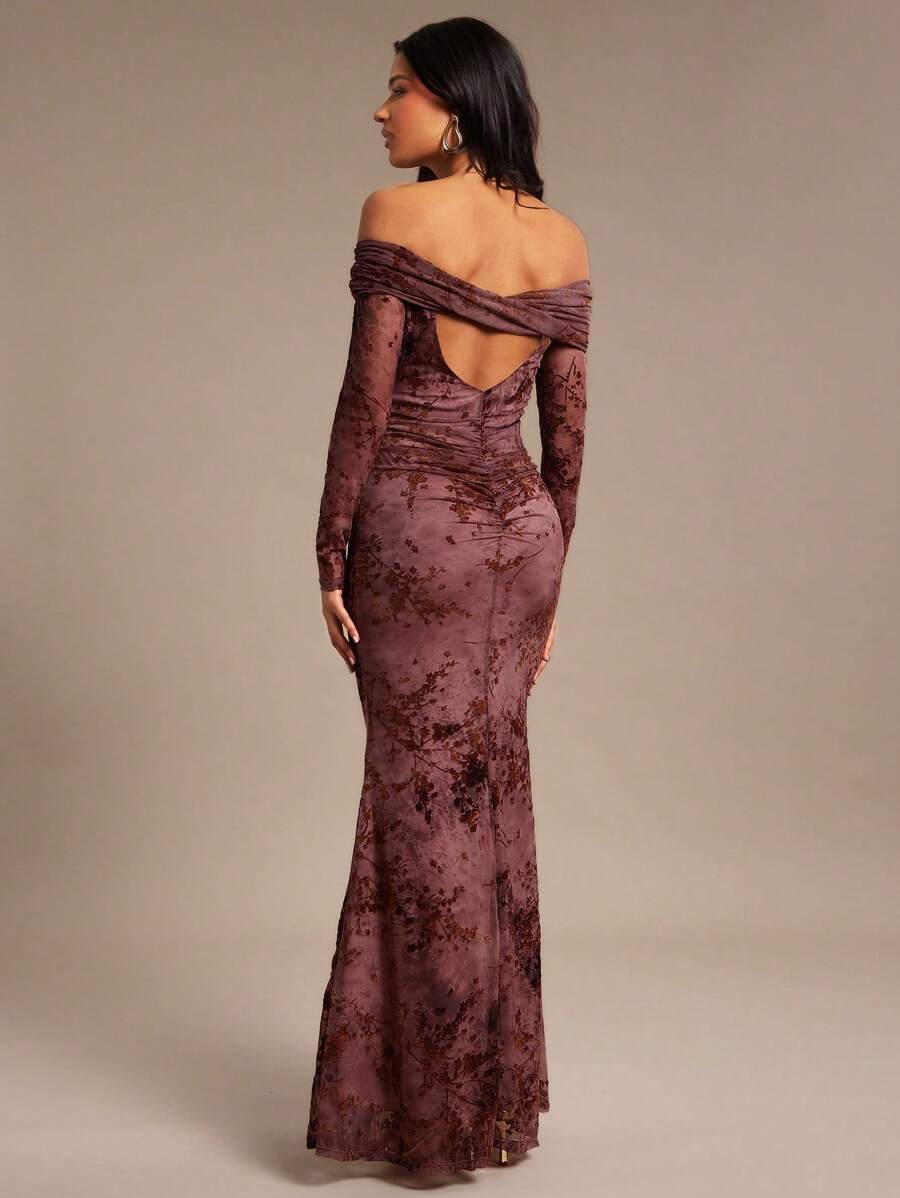 Hauture Váy đuôi cá trễ vai chi tiết xoắn - Đỏ - Xem 1