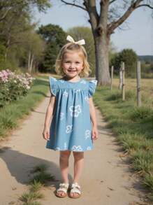 Vintaside Kids 1 件女婴休闲可爱花卉印花连衣裙 - 彩色 - 查看 3