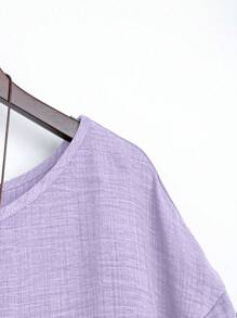 Blusa ampia casual da donna taglie forti, a tinta unita, con collo rotondo e spalle scoperte