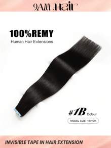 Ekstensi Rambut Manusia Asli Berkualitas Profesional Tanpa Sambungan, Dijahit Tangan, Rambut Asli Alami Hitam 50G, Rambut Lurus, Ekstensi Rambut Tape In - SNatural - View 2