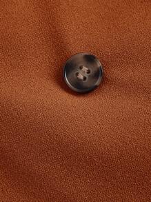 SHEIN MOD Plus Size Women's Jumpsuit With Blazer Collar, Rusty Brown Color, Elegant - Rust Brown - View 3