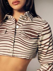 Denimoi Super Cropped Printed Denim Jacket, Simple & Fashionable, Suitable For Summer - Multicolor - View 5