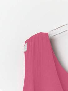 SHEIN LUNE Plus Size Women's Sweet Vintage Ruffled Hem Camisole For Beach Vacation, Spring/Summer - Pink - View 3