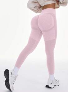 Seamluxe SHEIN Sport High Waisted Seamless Leggings For Women - Tummy Control Soft Butt Lifting Yoga Pants For Workout Athletic Running Cycling Yoga Pickleball Exercise Casual - Pink - View 7