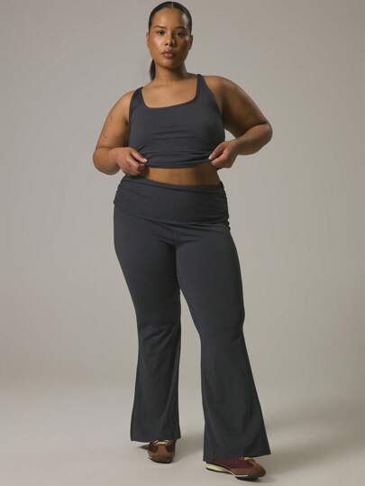 MUSERA Pantalones acampanados de talle medio con cintura plegable de tela suave, para Pascua, gimnasio, actividades, entrenamiento, deporte, casual, tiempo libre, ejercicio diario, fitness, yoga, correr, actividades al aire libre, gimnasio, fitness, otoño, invierno, caída