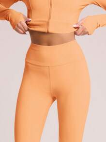 Musera Sport 高腰修身踝部运动紧身裤，适合板式网球、网球、匹克球等运动和健身房穿着。 - 橘色 - 查看 3