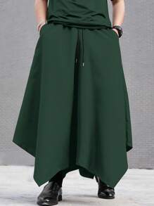 Manfinity Roghcode Men's Loose Asymmetrical Hem Wide-Leg Pants - Green - View 4